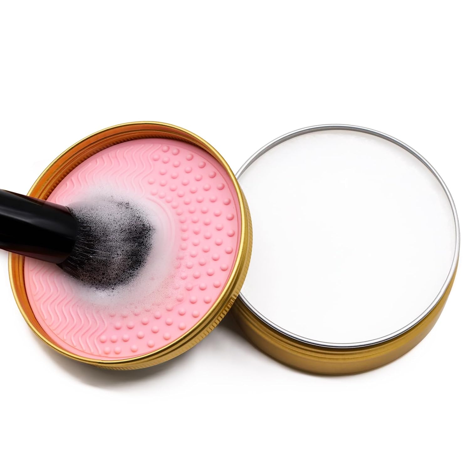 Makeup Brush Cleaner Solid Brush & Sponge Soap With Silicone Cleaning Pad, Vegan, Deep Cleaning, No Residue(100g/3.53oz)