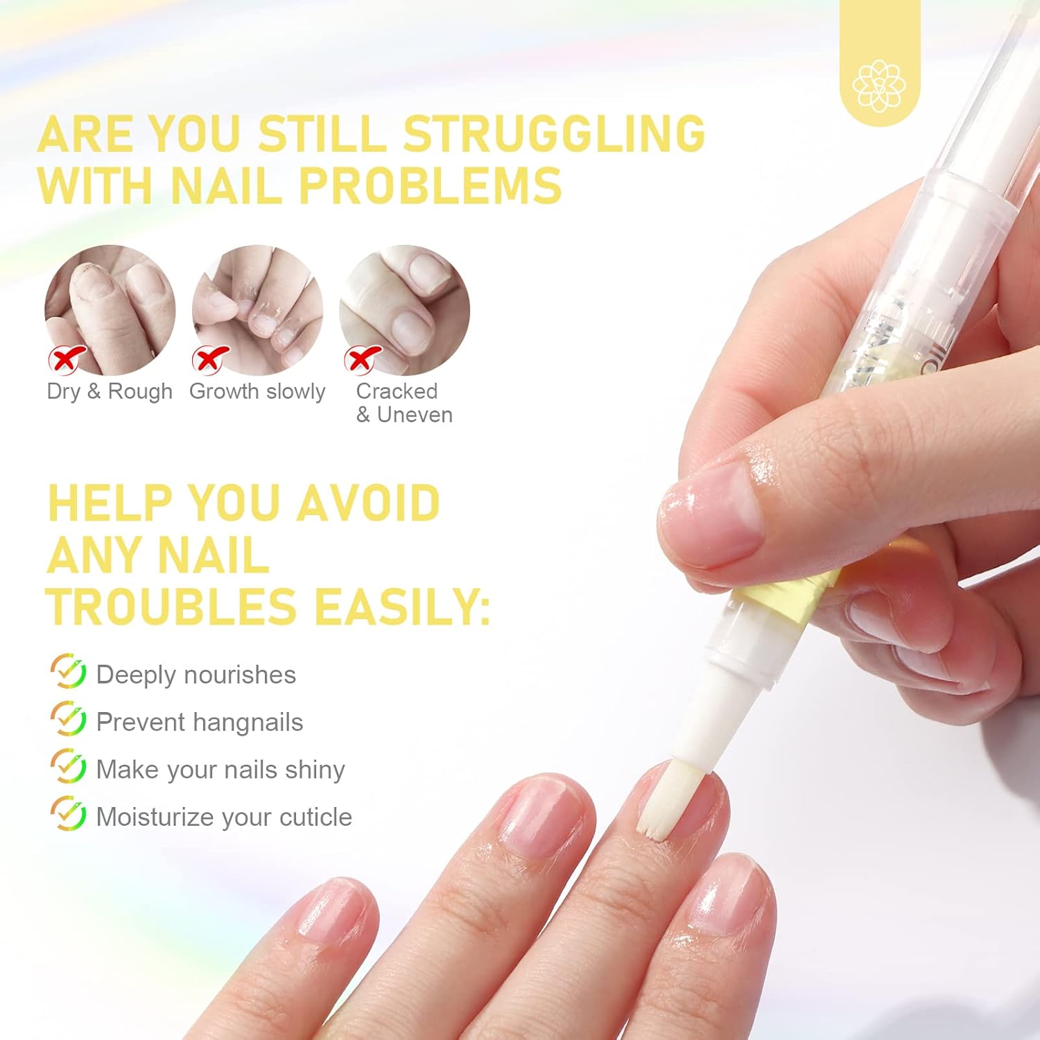 SAVILAND Natural Cuticle Oil Pen 6Pcs Vitamin E for Damaged Thin Nails | Revitalizing Cuticle Softener, Overnight Repair, Nail Strengthener, Plant-Based Jojoba & Olive Oil, Mess-Free Pen Applicator
