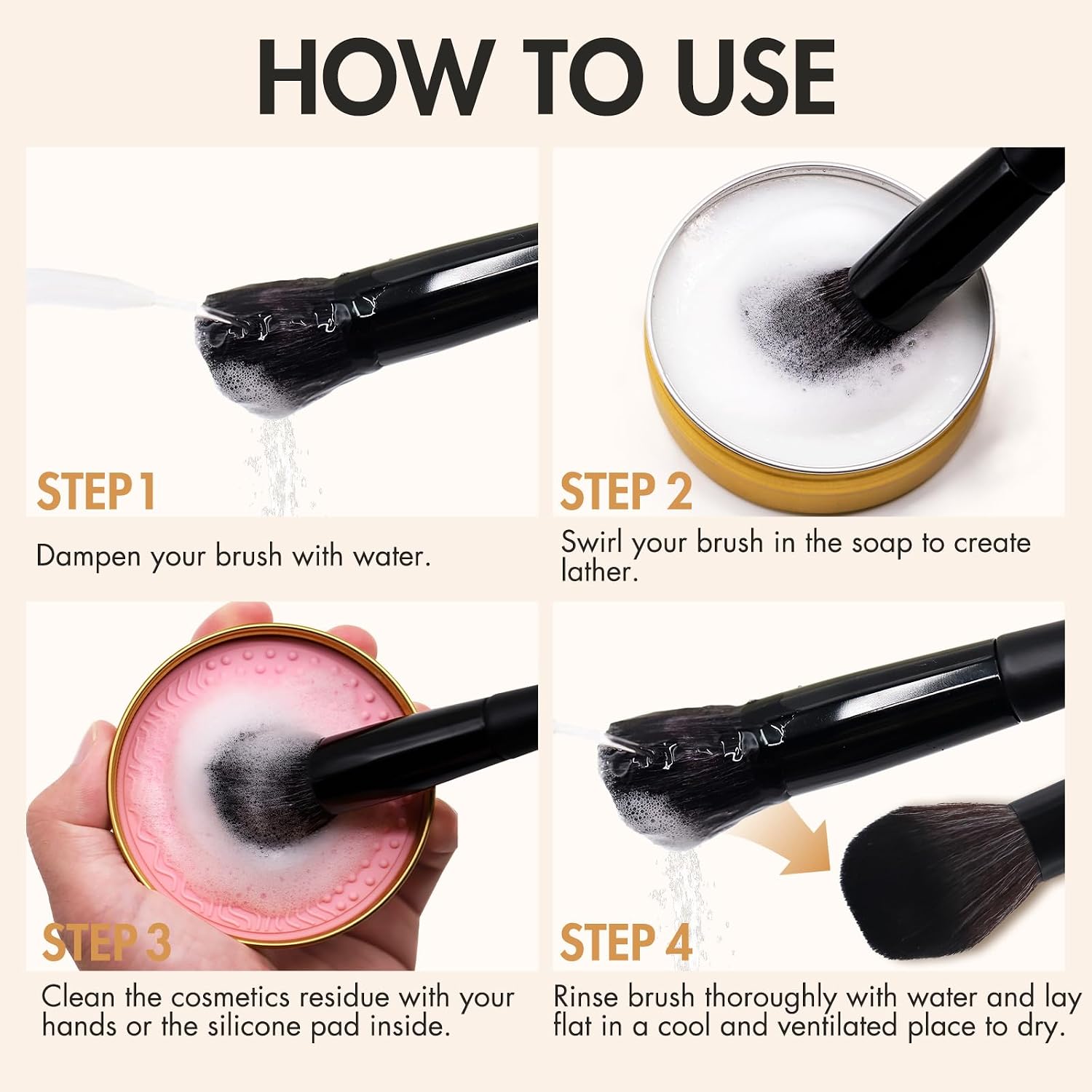 Makeup Brush Cleaner Solid Brush & Sponge Soap With Silicone Cleaning Pad, Vegan, Deep Cleaning, No Residue(100g/3.53oz)