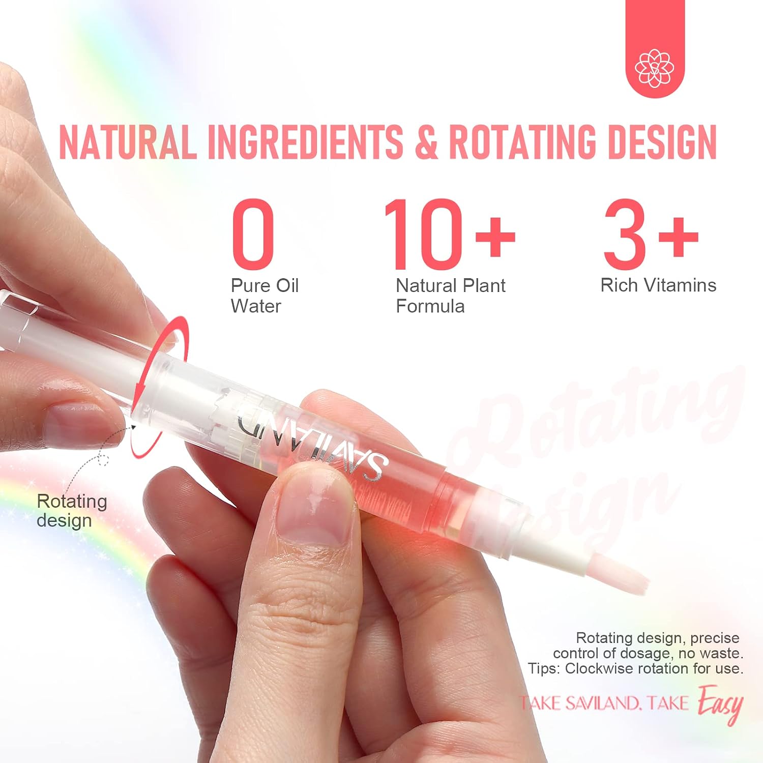 SAVILAND Natural Cuticle Oil Pen 6Pcs Vitamin E for Damaged Thin Nails | Revitalizing Cuticle Softener, Overnight Repair, Nail Strengthener, Plant-Based Jojoba & Olive Oil, Mess-Free Pen Applicator
